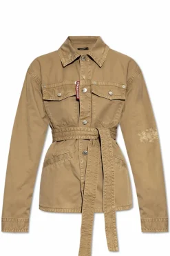 Dsquared2 beżowy Koszula z pasem