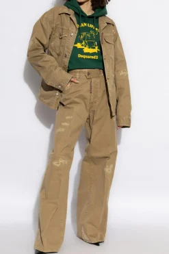 Dsquared2 beżowy Koszula z pasem