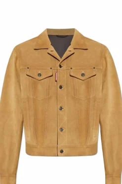 Dsquared2 beżowy Skórzana kurtka