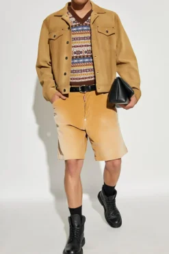 Dsquared2 beżowy Skórzana kurtka