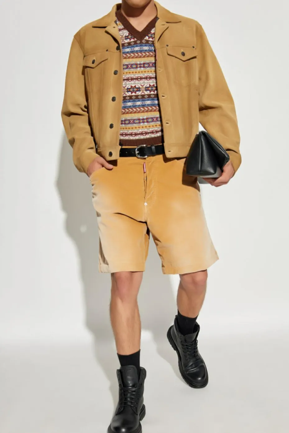 Dsquared2 beżowy Skórzana kurtka
