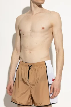 Dsquared2 beżowy Szorty kąpielowe z logo