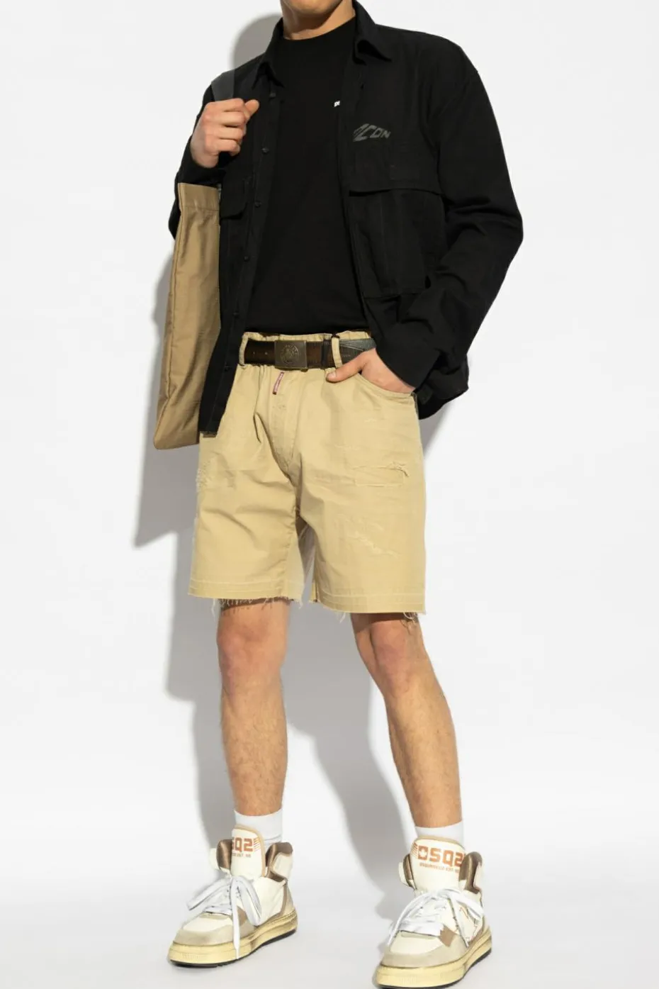 Dsquared2 beżowy Szorty z logo