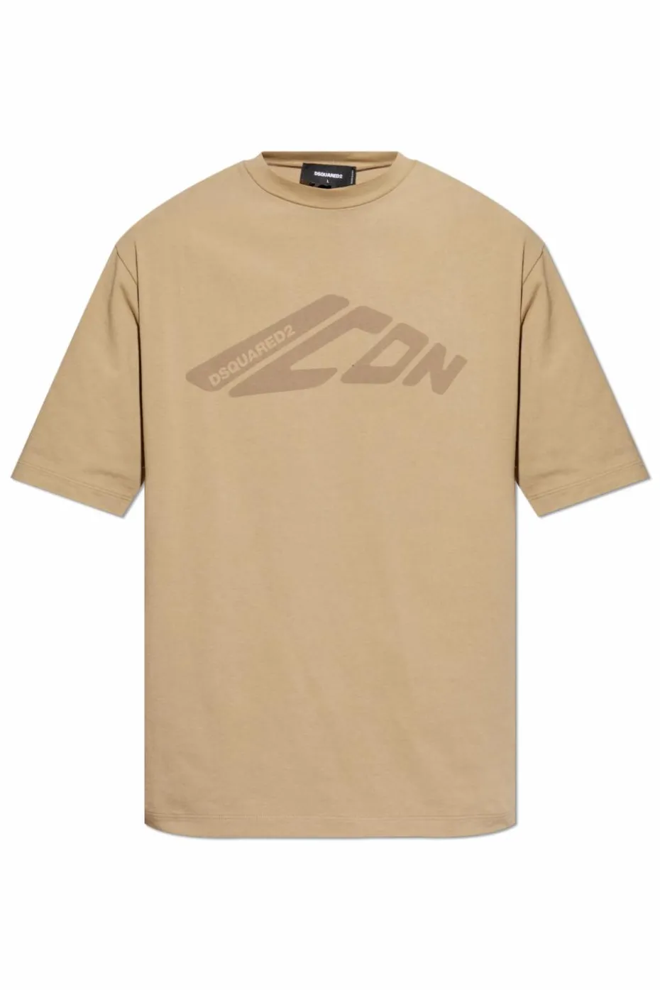 Dsquared2 beżowy T-shirt z nadrukowanym logo