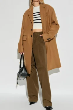 Dsquared2 beżowy Wełniany płaszcz