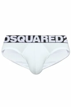 Dsquared2 BIAŁY Bawełniane slipy z logo