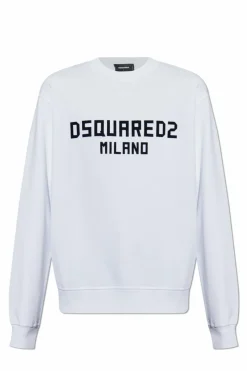 Dsquared2 BIAŁY Bluza z logo o aksamitnym wykończeniu