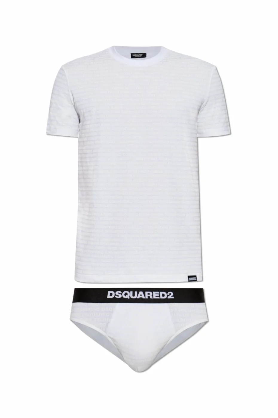Dsquared2 BIAŁY Komplet: slipy i t-shirt z logo