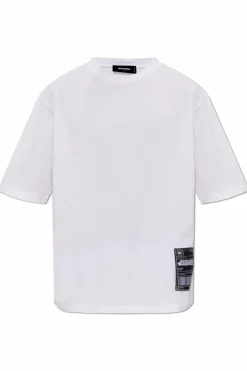 Dsquared2 BIAŁY T-shirt z naszywką z logo