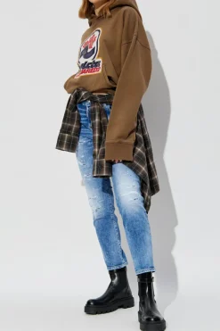 Dsquared2 BRĄZOWY Bluza z kapturem