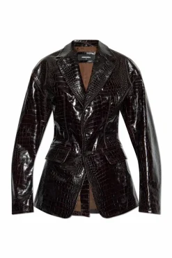 Dsquared2 BRĄZOWY Skórzana kurtka