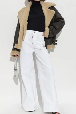 Dsquared2 BRĄZOWY Skórzana kurtka