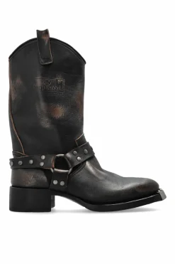 Dsquared2 BRĄZOWY Skórzane botki