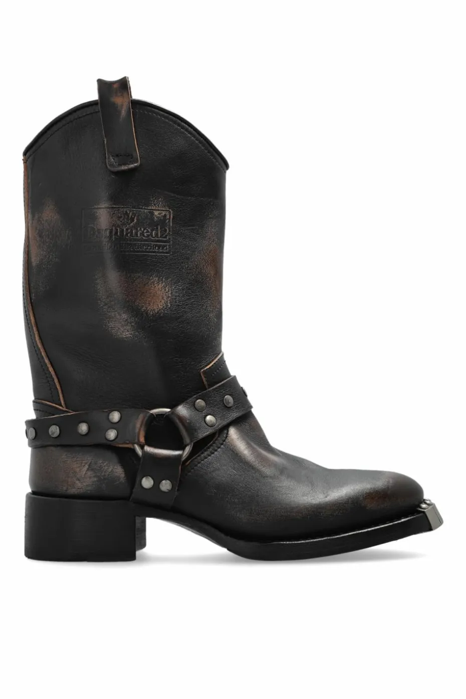 Dsquared2 BRĄZOWY Skórzane botki