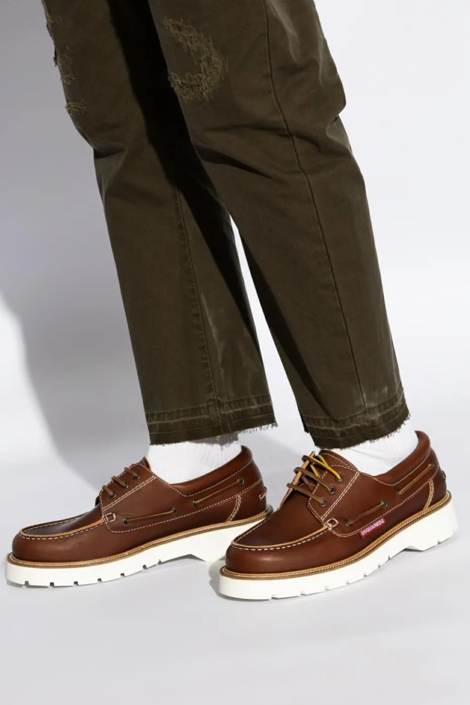 Dsquared2 BRĄZOWY Skórzane buty