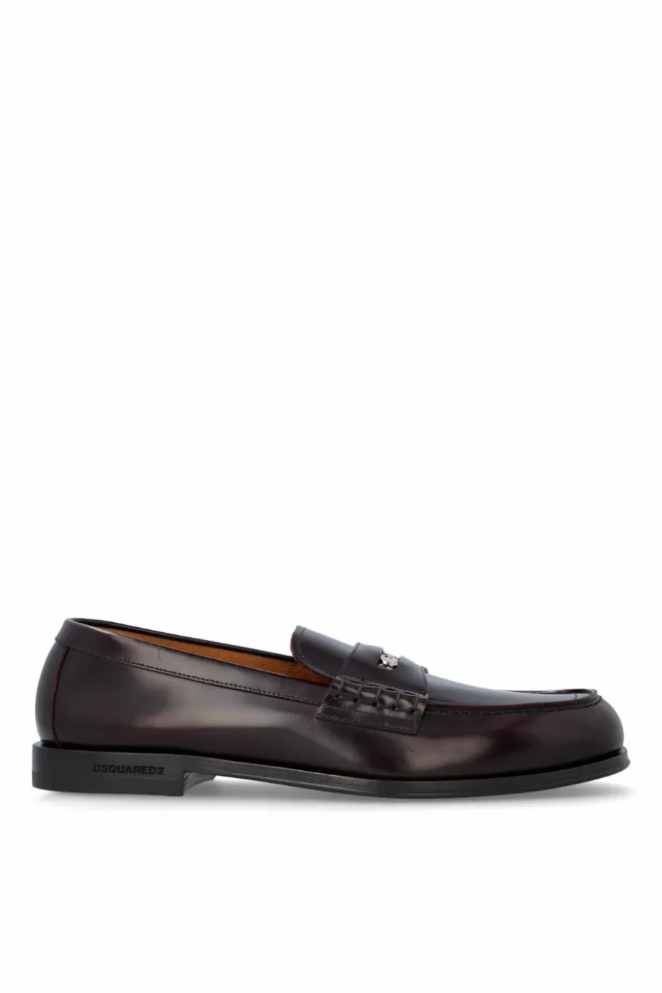Dsquared2 BRĄZOWY Skórzane loafersy