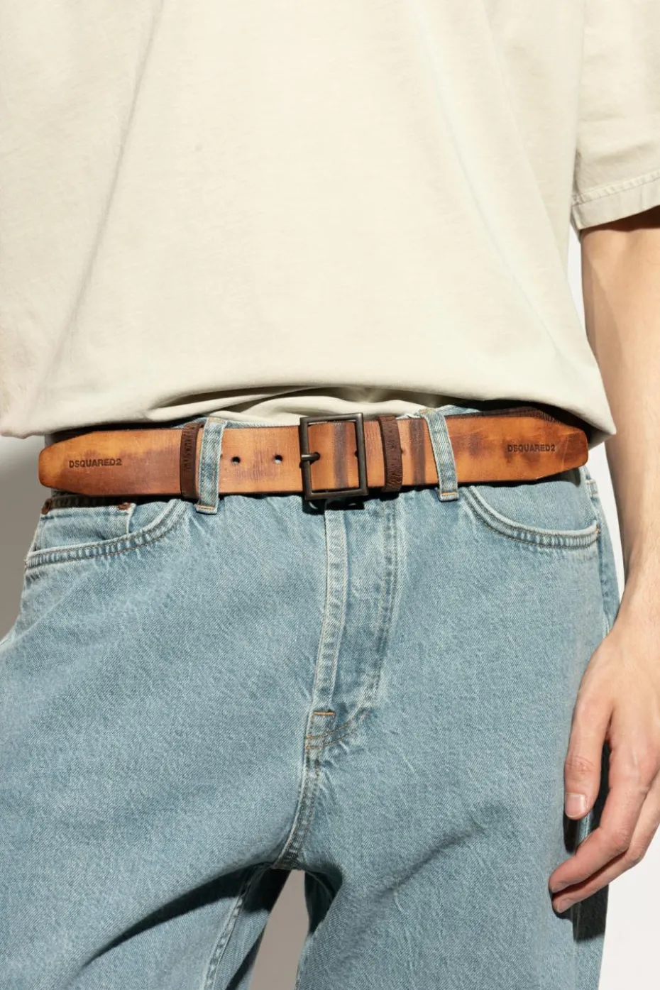 Dsquared2 BRĄZOWY Skórzany pasek