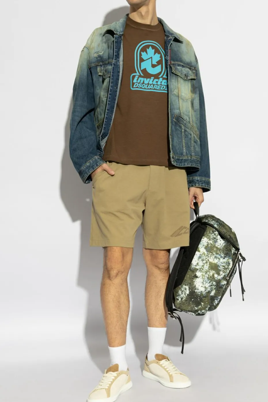 Dsquared2 BRĄZOWY T-shirt kapsuła 'Invicta'