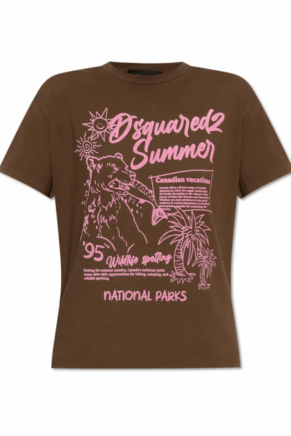 Dsquared2 BRĄZOWY T-shirt z logo