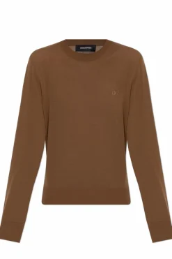 Dsquared2 BRĄZOWY Wełniany sweter