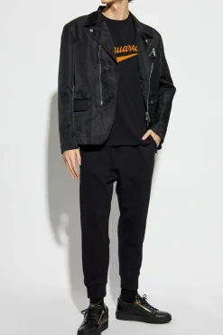 Dsquared2 CZARNY Bawełniane spodnie dresowe