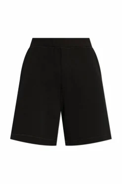 Dsquared2 CZARNY Bawełniane szorty z nadrukowanym logo