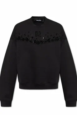 Dsquared2 CZARNY Bluza z kryształami
