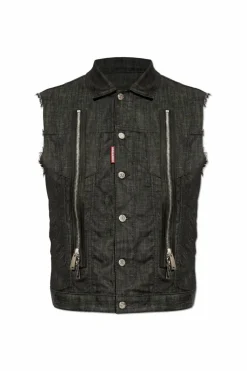 Dsquared2 CZARNY Jeansowa kamizelka