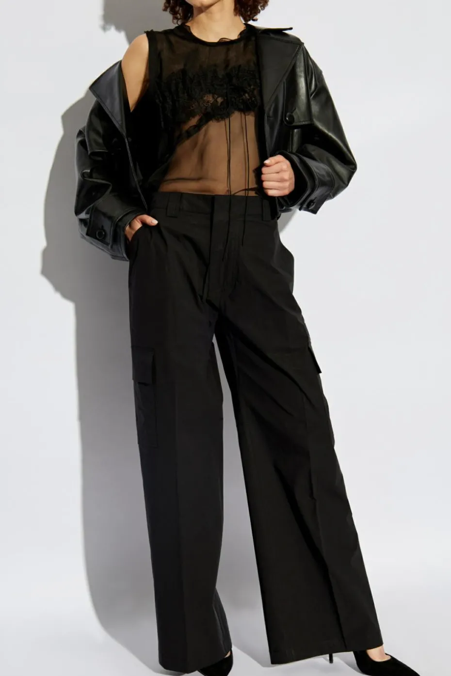 Dsquared2 CZARNY Jedwabny top bez rękawów