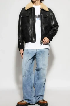 Dsquared2 CZARNY Kurtka skórzana