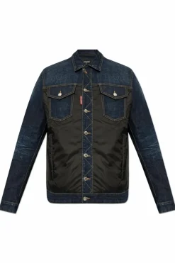 Dsquared2 CZARNY Kurtka z łączonych materiałów