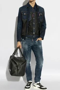 Dsquared2 CZARNY Kurtka z łączonych materiałów