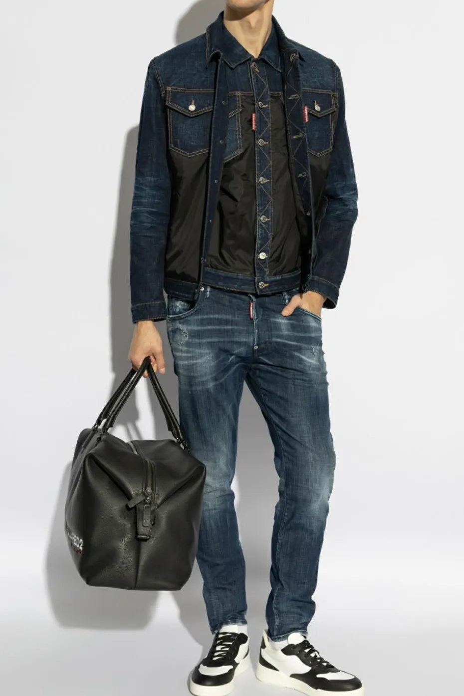 Dsquared2 CZARNY Kurtka z łączonych materiałów