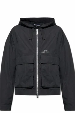 Dsquared2 CZARNY Lekka kurtka z kapturem