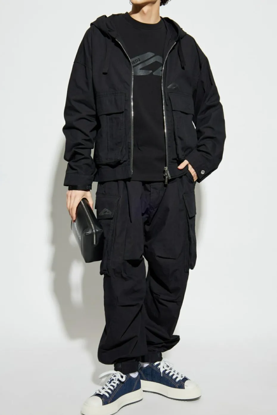 Dsquared2 CZARNY Lekka kurtka z kapturem