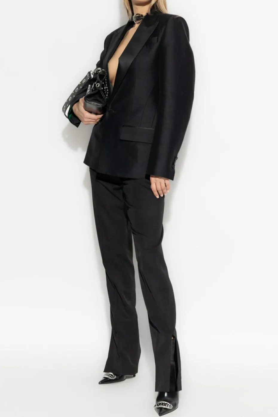 Dsquared2 CZARNY Marynarka z satynowymi wstawkami