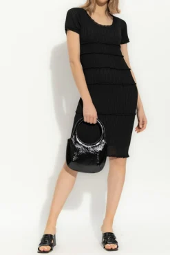 Dsquared2 CZARNY Prążkowana sukienka