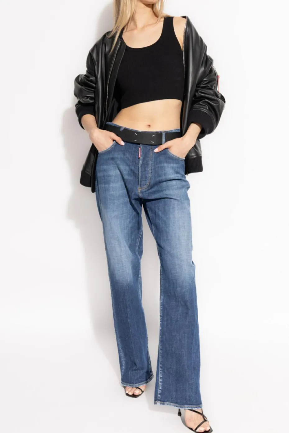 Dsquared2 CZARNY Skórzana kurtka