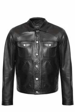 Dsquared2 CZARNY Skórzana kurtka