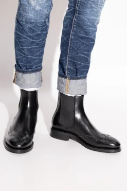 Dsquared2 CZARNY Skórzane botki
