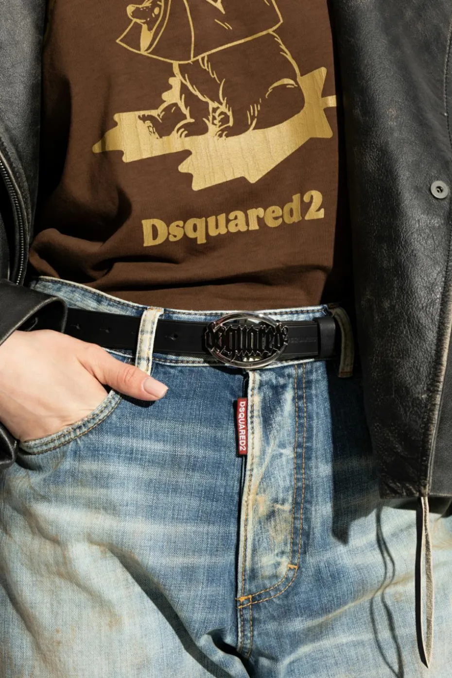 Dsquared2 CZARNY Skórzany pasek
