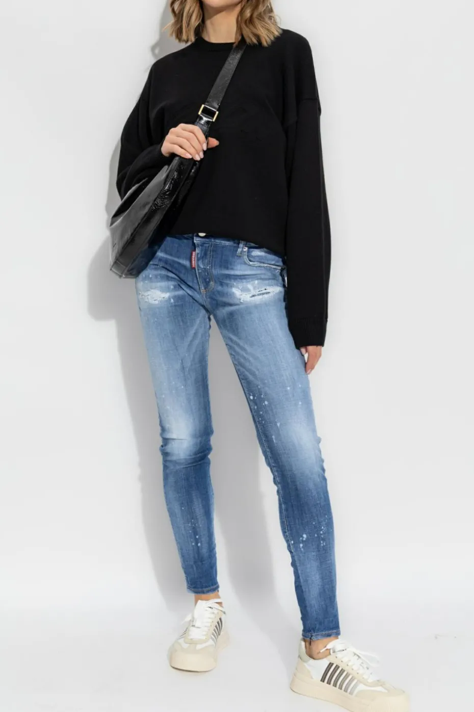 Dsquared2 CZARNY Sweter z logo