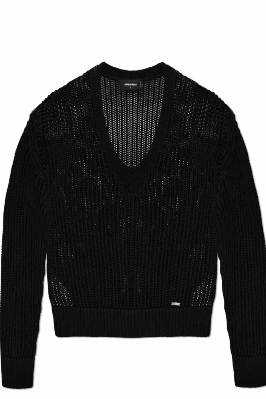 Dsquared2 CZARNY Sweter z dekoltem w serek