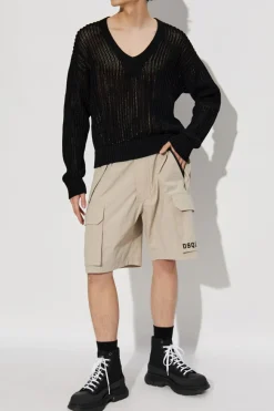 Dsquared2 CZARNY Sweter z dekoltem w serek