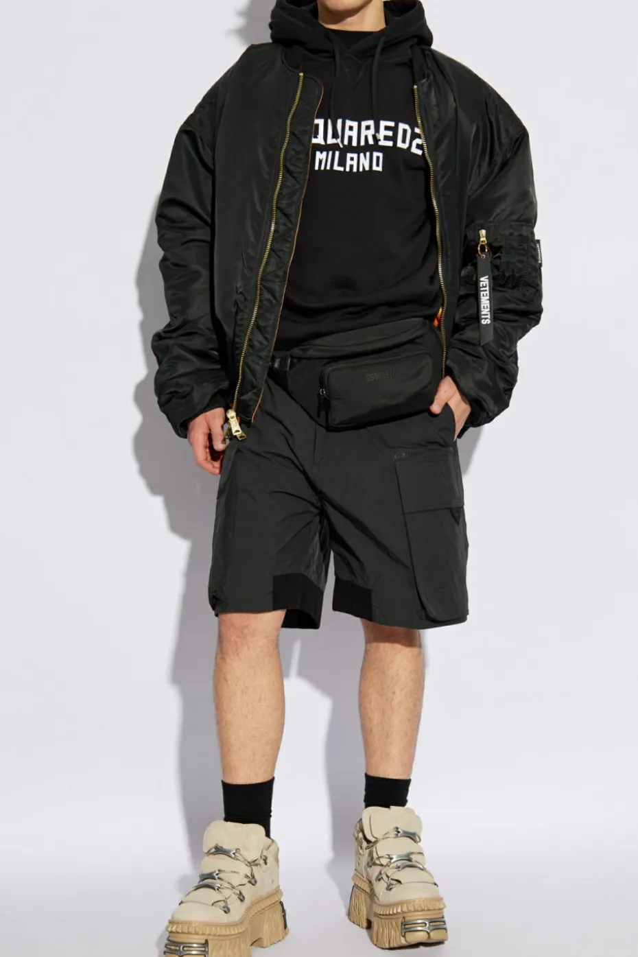 Dsquared2 CZARNY Szorty z kieszeniami