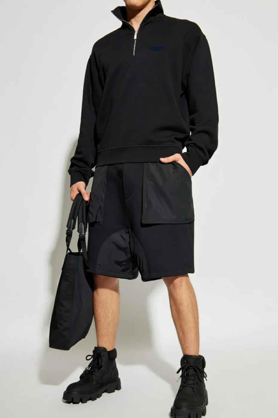 Dsquared2 CZARNY Szorty z łączonych materiałów