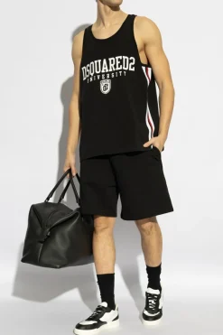 Dsquared2 CZARNY T-shirt bez rękawów