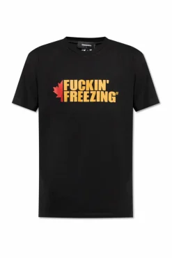 Dsquared2 CZARNY T-shirt z nadrukiem