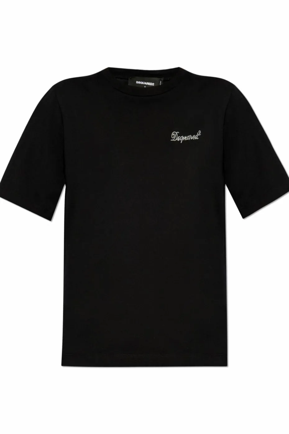 Dsquared2 CZARNY T-shirt z połyskującymi kryształami