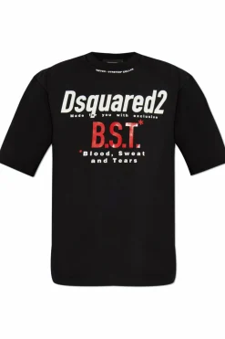 Dsquared2 CZARNY T-shirt z nadrukiem
